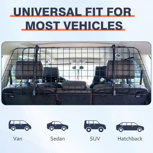 Universal Dog Car Barrier For SUV & Trucks - Adjustable Pet Divider With Feeding Window