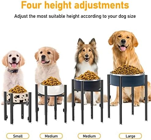 Keylever Elevated Raised Dog Bowls Stand, 4 Height Adjustable with