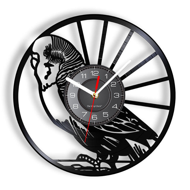 Budgie Bird Vinyl Record Clock Nature Wall Art Parrot 3D Vinyl Clock Other Pets Design Accessories Pet Clever Without LED 