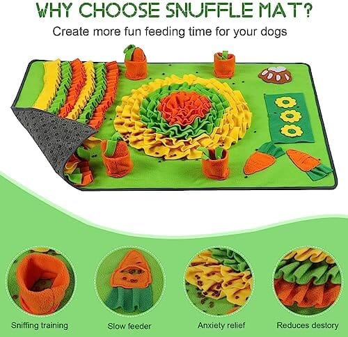 HESLAND Dogs Snuffle Mat Nosework Feeding enrichment Mat Puzzle Toys for  Small Medium Large Breed 29.5*19.7 