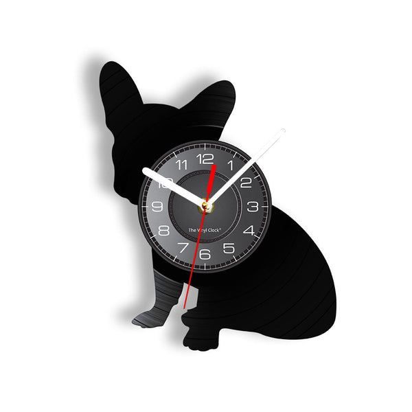 I Love DOG Quote French Bulldog Wall Clock Dog Breed Bulldog Vinyl Rec