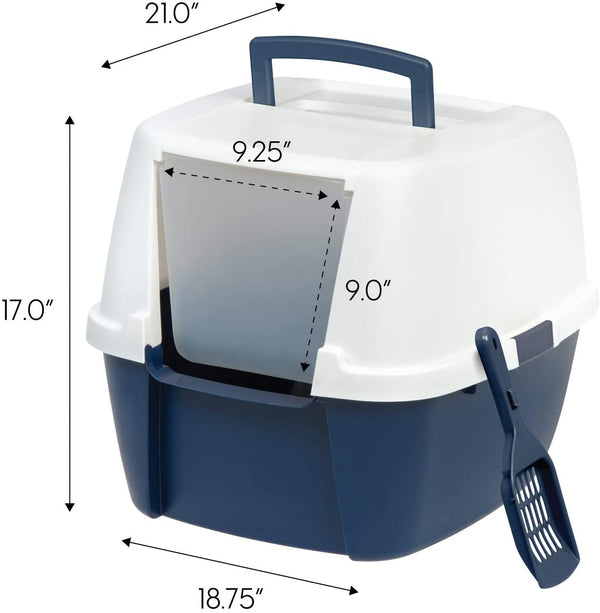 Jumbo Hooded Corner Litter Box with Scoop Pet Clever