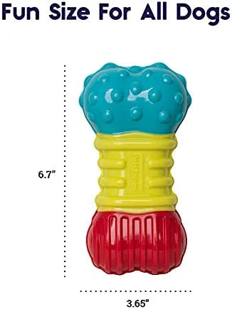 Multi-Squeak Bone Dog Chew Toy, Multicolor - Pet Clever