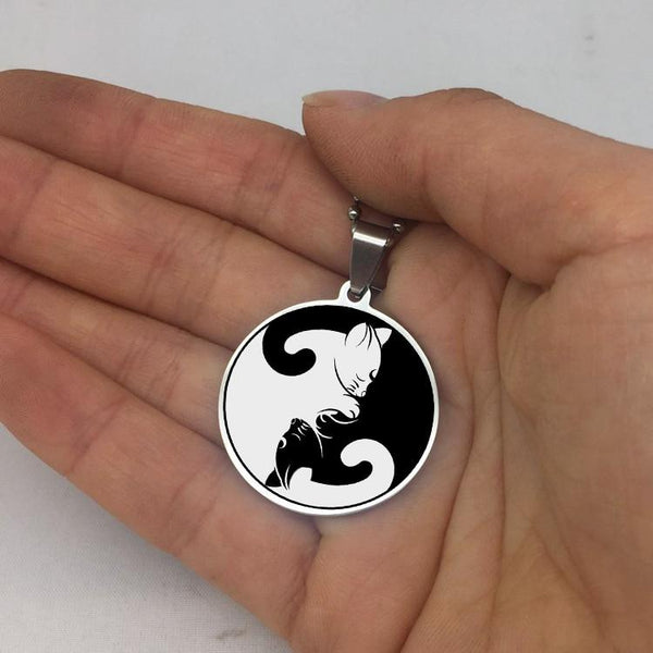 Yin Yang Cat Necklace Pet Clever