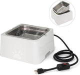 1 Gallon Large Capacity Outside Animal Heated Waterer Bowl Dog Bowls & Feeders Pet Clever White 