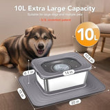 10L Stainless Steel Dog Water Bowl Spill-Proof Slow Feeder for Messy Drinkers Dog Bowls & Feeders Pet Clever 