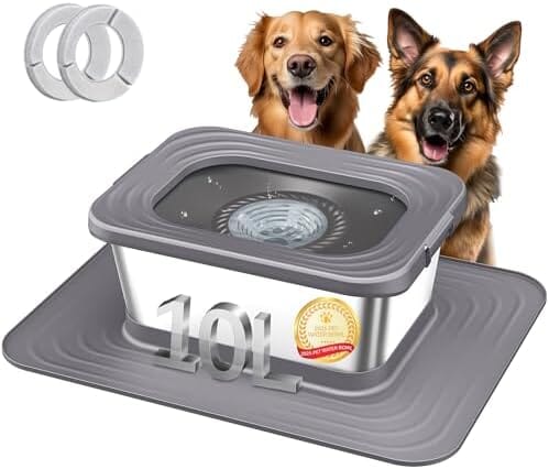 10L Stainless Steel Dog Water Bowl Spill-Proof Slow Feeder for Messy Drinkers Dog Bowls & Feeders Pet Clever 