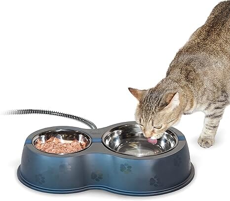 12oz/24oz Stainless Outdoor Heated Cat Food & Water Bowls for Outside Pets Dog Bowls & Feeders Pet Clever 