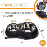 12oz/24oz Stainless Outdoor Heated Cat Food & Water Bowls for Outside Pets Dog Bowls & Feeders Pet Clever 