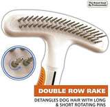 2-in-1 Combination Double Row Pet Rake with Hair Shedding Blade Cat Care & Grooming Pet Clever 