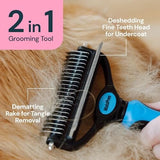 2 in 1 Deshedding Tool and Undercoat Rake for Long and Short Haired Dogs with Double Coat Dog Combs Pet Clever 