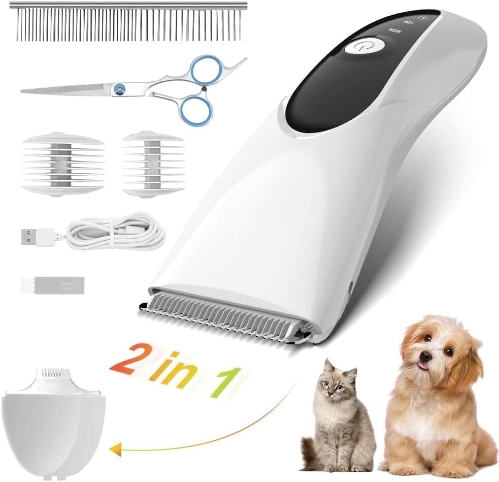 2-in-1 Detachable Premium Blades Dog Hair Trimmers Pet Clever 