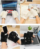 2 Pairs Winter Women Gloves Thick Warm Soft Plush Cat Design Accessories Pet Clever 
