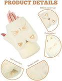 2 Pairs Winter Women Gloves Thick Warm Soft Plush Cat Design Accessories Pet Clever 