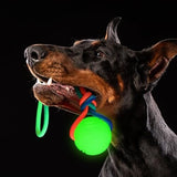 2 Pcs Dog Training Ball on Rope Glow in The Dark Ball Toys Pet Clever 