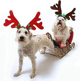 2 Set Dog Elk Reindeer Antler Headband for Christmas Cat Clothing Pet Clever 