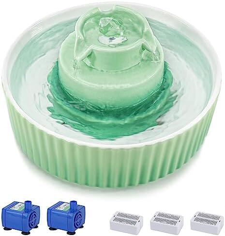 2.1L/71oz Cat Fountain with 3 Carbon Filters and 2 Water Pumps Dog Bowls & Feeders Pet Clever 