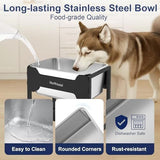 2.5 Gallon 14.2" Raised Stainless Steel Large Dog Water Bowl with Full Metal Stand for Relief Joint Pressure Dog Bowls & Feeders Pet Clever 