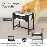 2.5 Gallon 14.2" Raised Stainless Steel Large Dog Water Bowl with Full Metal Stand for Relief Joint Pressure Dog Bowls & Feeders Pet Clever 