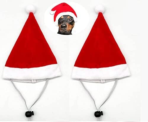 2Pcs Mini Dog Santa Hat for Dog Cat Clothing Pet Clever 