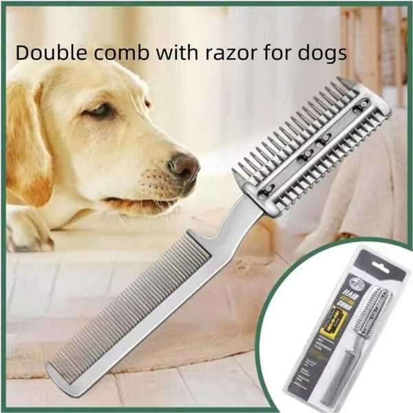 2Pcs Razor Comb for Dogs Cats with Extra Blades Double Sides - Pet Clever