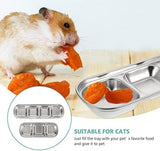 2pcs Stainless Steel Cat Bowl Divided Pet Dishes Bowls for Kitten Small Dogs Food Water Feeder Dog Bowls & Feeders Pet Clever 