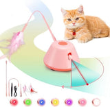 3 in 1 Interactive Cat Feather Toy with LED Light Cat Pet Clever 