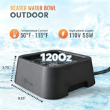 3.5L / 120oz Heated Pet Water Bowl with Chew Resistant Power Cord for Outdoor Dogs Cats Dog Bowls & Feeders Pet Clever 