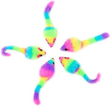 36PCS 1.8" Rainbow Color Furry Cat Toy Mice with Rattle Kitten Mouse Interactive Play Cat Toys Pet Clever 