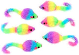 36PCS 1.8" Rainbow Color Furry Cat Toy Mice with Rattle Kitten Mouse Interactive Play Cat Toys Pet Clever 