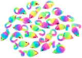 36PCS 1.8" Rainbow Color Furry Cat Toy Mice with Rattle Kitten Mouse Interactive Play Cat Toys Pet Clever 