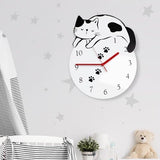 3D Cute Wall Clock Non-Ticking Decorative Clock Home Decor Cats Pet Clever 