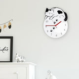 3D Cute Wall Clock Non-Ticking Decorative Clock Home Decor Cats Pet Clever 