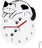 3D Cute Wall Clock Non-Ticking Decorative Clock Home Decor Cats Pet Clever 