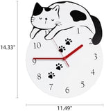 3D Cute Wall Clock Non-Ticking Decorative Clock Home Decor Cats Pet Clever 