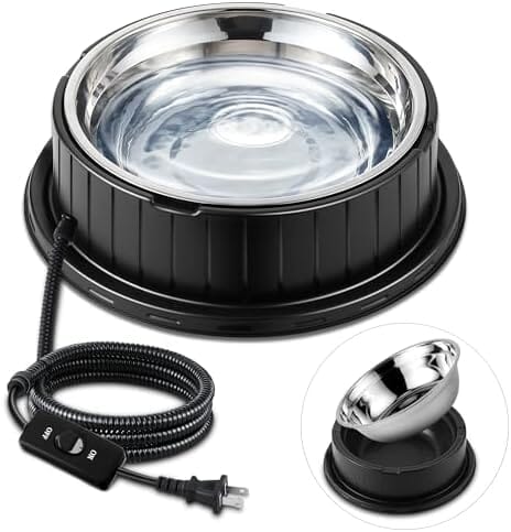 55W 80oz Removable Stainless Steel Heated Dog Pet Bowl with Anti Chew Cord Dog Bowls & Feeders Pet Clever 