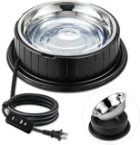 55W 80oz Removable Stainless Steel Heated Dog Pet Bowl with Anti Chew Cord Dog Bowls & Feeders Pet Clever 