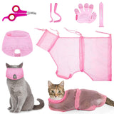 5pcs Cat Bathing Bag Set Cat Grooming Essentials Cat Care & Grooming Pet Clever Pink 