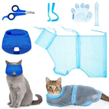 5pcs Cat Bathing Bag Set Cat Grooming Essentials Cat Care & Grooming Pet Clever Blue 