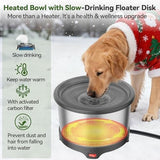 6.5L Heated Water Bowl Stainless Steel Outdoor Heated Dog Bowl with Anti-Chew Cord Dog Bowls & Feeders Pet Clever 