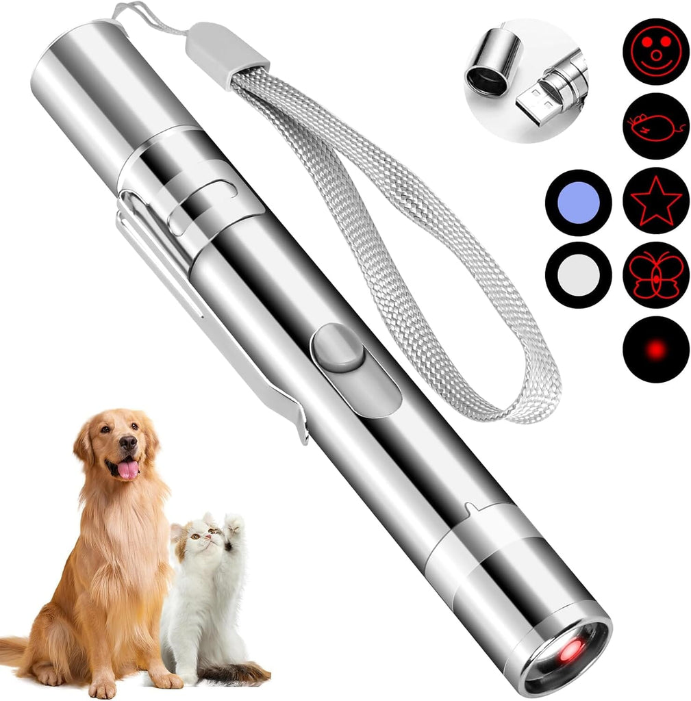7-in-1 USB Cat Laser Toy – Rechargeable Interactive Pet Teaser Cat Toys Pet Clever 