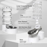 8L Automatic Water Feeder with Stainless Steel Bowl - Two Caps and Filters for 30-60 LB Dogs Dog Bowls & Feeders Pet Clever 