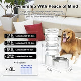 8L Automatic Water Feeder with Stainless Steel Bowl - Two Caps and Filters for 30-60 LB Dogs Dog Bowls & Feeders Pet Clever 