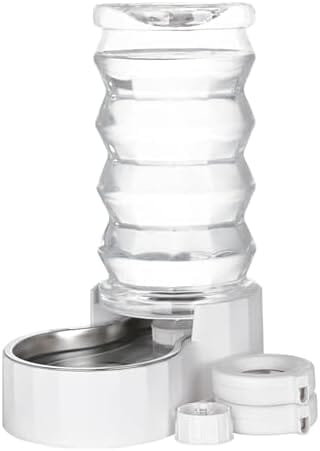 8L Automatic Water Feeder with Stainless Steel Bowl - Two Caps and Filters for 30-60 LB Dogs Dog Bowls & Feeders Pet Clever White 