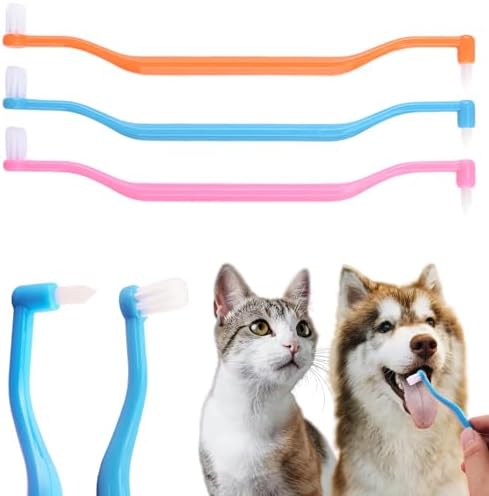 3 Pcs Dual Sided Cats Dogs Toothbrushes