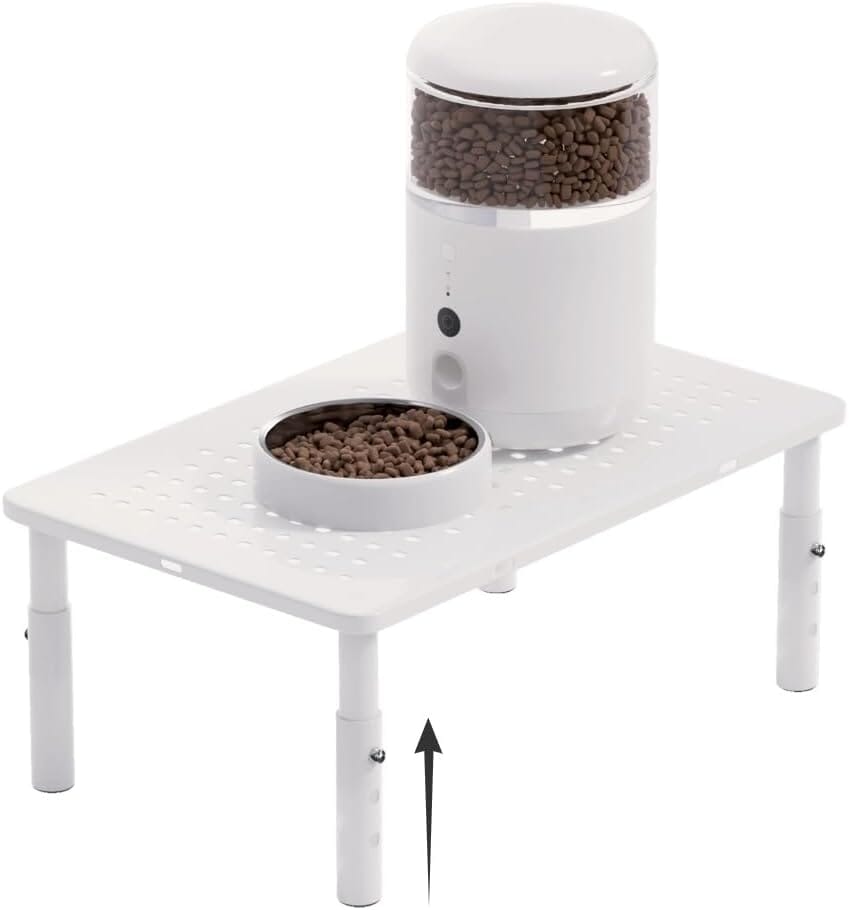 Adjustable Automatic Cat Feeder Stand (Holder ONLY) Dog Bowls & Feeders Pet Clever White 