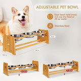 Adjustable Bamboo Raised Bowls for Medium Dog Dog Bowls & Feeders Pet Clever 