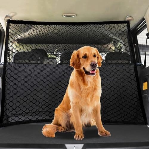 Adjustable Dual Layer Pet Travel Safety Barrier Net with Bungee Cords and Metal Hooks Travel Pet Clever 