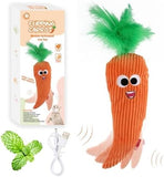 Carrot Cat Toys Rechargeable Flapping 4" with SilverVine Catnip Cat Toys Pet Clever 