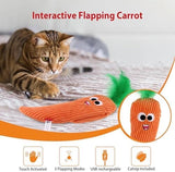 Carrot Cat Toys Rechargeable Flapping 4" with SilverVine Catnip Cat Toys Pet Clever 